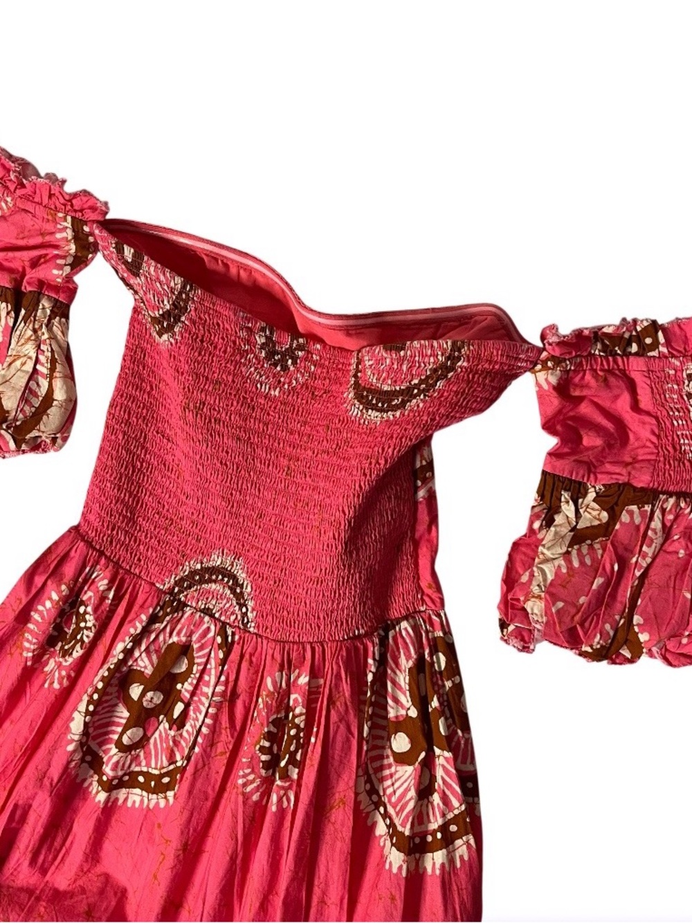 LOVE THE LABEL Anthropologie Pink Paisley Dress Off The Shoulder Maxi Size Small - Picture 8 of 12
